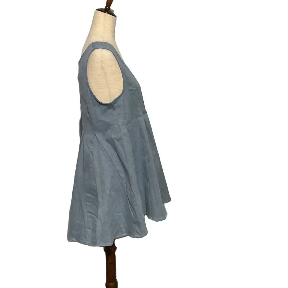 Storia Blue Cotton Romper L with Pockets